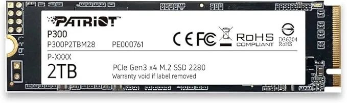 Patriot Memory - P300 2TB M.2 SSD 2280 NVMe PCIe Gen 3x4