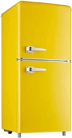 SOENDRK - 自立型冷蔵庫冷蔵庫、両開きドアレトロ冷蔵庫、冷蔵+冷凍