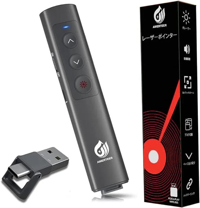 Amerer専用 ポスト投函 レーザーポインター ワイヤレス プレゼンター (RF072