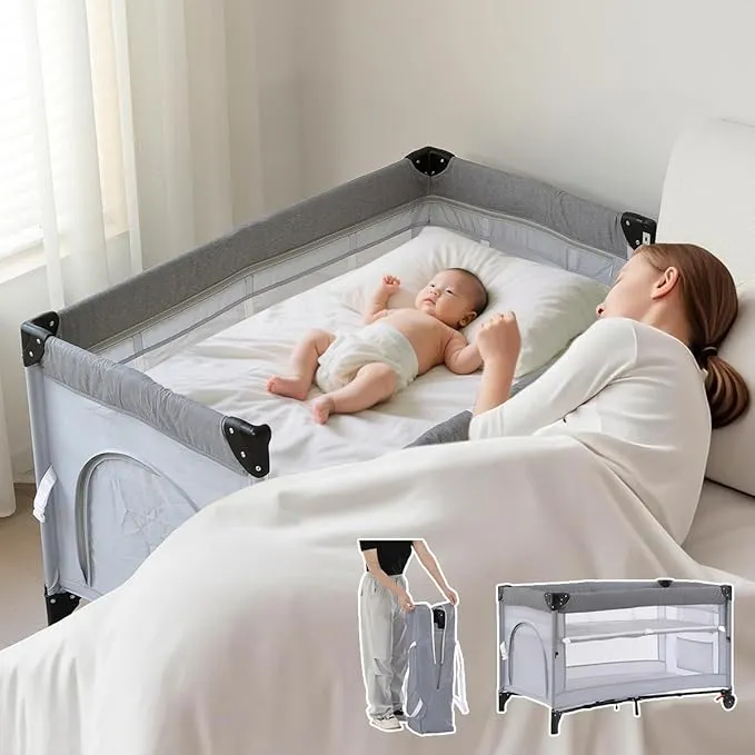 折りたたみ式ベビーベッド グレー　たむ ⭐️再値下げ⭐️折りたたみ式ベビーベッド グレー Amazon.co.jp