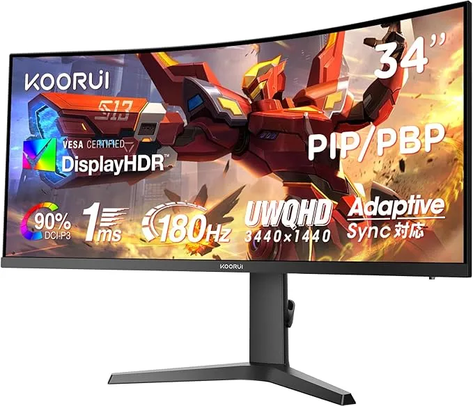 KOORUI 湾曲ゲーミングモニター 34インチ 34E6UC KOORUI - 34E6UC 湾曲ゲーミングモニター の評価 | SHOPSTAFF