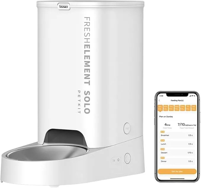 Y♦1221 ESPELHO 自動給餌器 DU5L-WH 未使用品 Amazon | Espelho 自動給餌器 猫 多頭飼い WiFi接続式 10秒録音