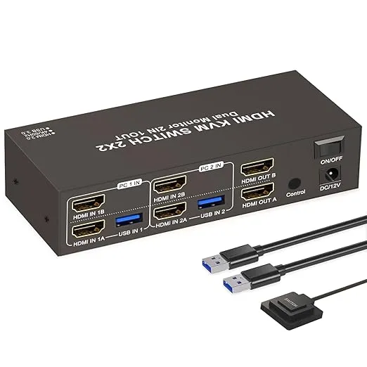 4K 60Hz デュアル HDMI KVM 切替器 ESW221