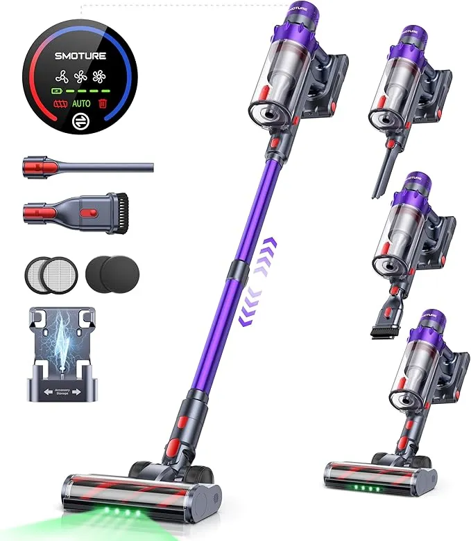 SMOTURE VAC02 コードレス掃除機 自立式 グリーンライト搭載 ◇ 817ZHo1YkkL._AC_SX679_.webp