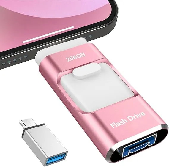 PHICOOL - 【専用アプリ不要】4in1 iPhone対応 USBメモリ 256GB アプリ