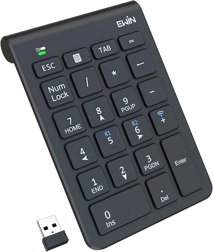 テンキー キーボード Bluetooth5.2 2.4G接続ワイヤレス日本語対応 Amazon | Ewin テンキー Bluetooth5.2 / 2.4G接続 2台接続 Mac