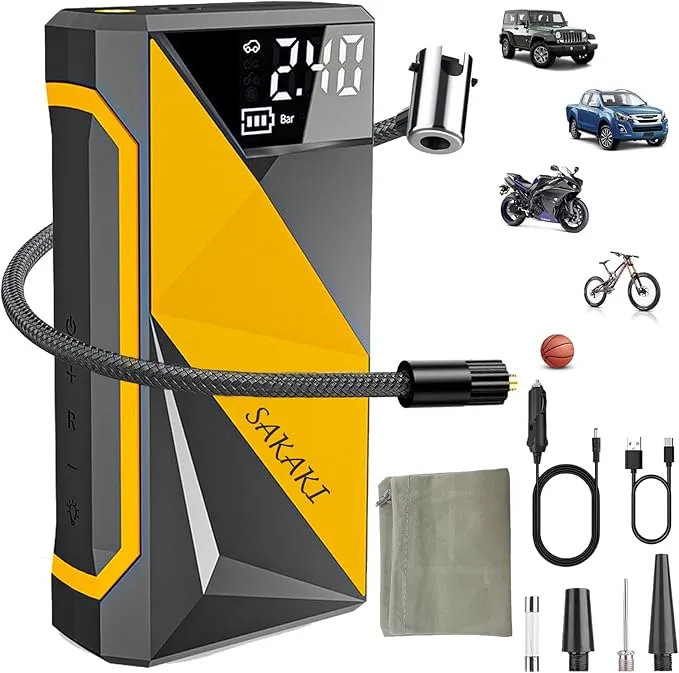 SAKAKI - タイヤ インフレーター ポータブル電動入れ 車 自転車空気
