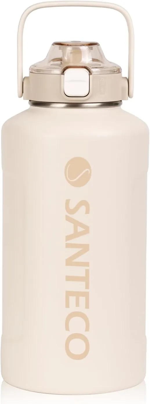 SANTECO 水筒 真空断熱 大容量 魔法瓶 保冷 保温 1900ML SANTECO - 水筒 保温保冷 大容量 魔法瓶 1900ML ストロー付き 直飲み