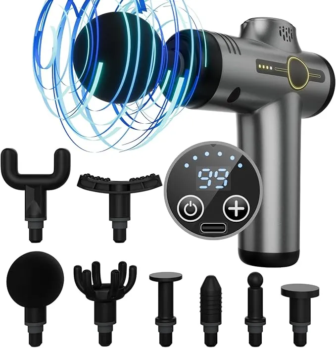 Ewin - 筋膜リリースガン Mini ハンディガン【99段階強力振動+8個