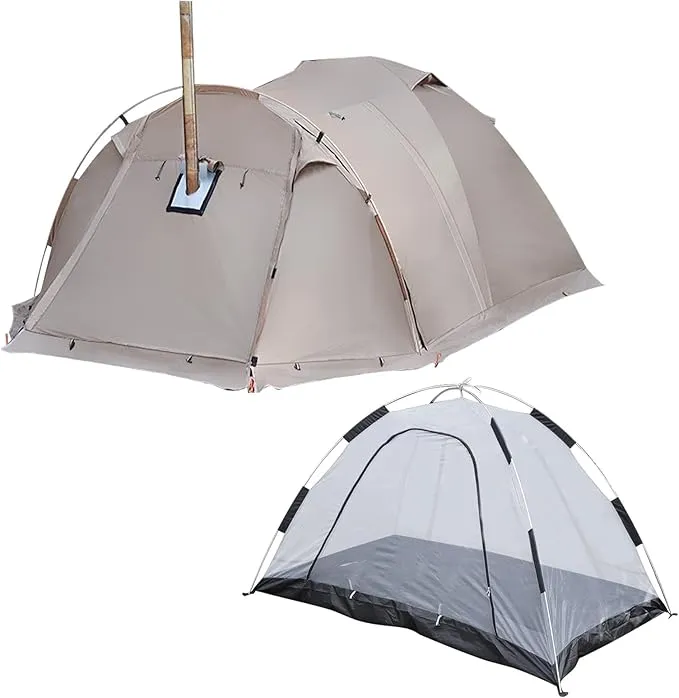 BCDYH - 耐火性 2人用 防水ドームテント スノースカート付き キャンプ