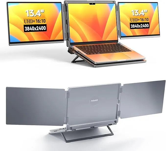 Intehill - モバイルモニター 2画面 4K トリプルモニター 13.4インチ