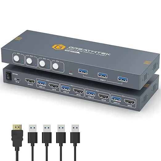 EVATEK - USB3.0 KVMスイッチ HDMI 4入力1出力 EEVA-S7415H-1 の評価