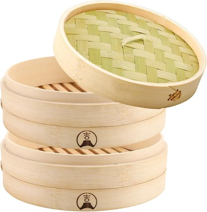 新品未使用　かごや　せいろ　竹　21cm 2個　ステンレス蒸し鍋付きセット 楽天市場】竹 中華せいろ 21cm 鍋セット[ガス・IH対応鍋 本体2