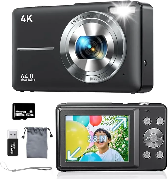 Keculbo - デジカメ 4K 6400万画素 デジタルカメラ 30FPS AFオート