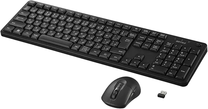 バッファロー - 静音 キーボード マウス セット 無線 2.4GHz フル
