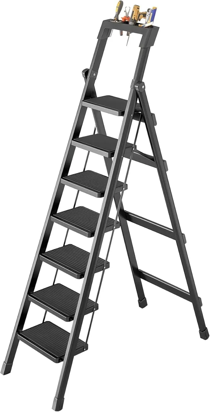 ZenVision - 脚立 梯子 7段 工具置き付き 折りたたみ はしご ステップ