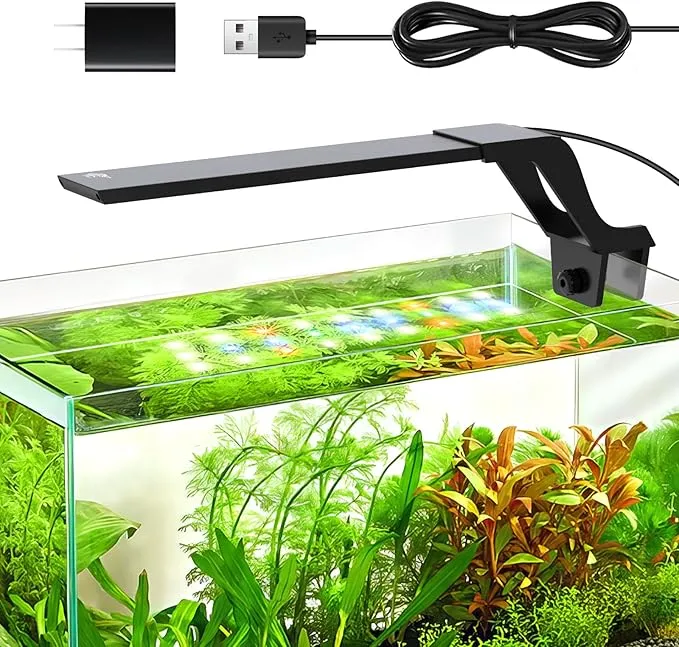 AQQA - 水槽ライト 小型水槽ライト タイマー付き 10段階の明るさ