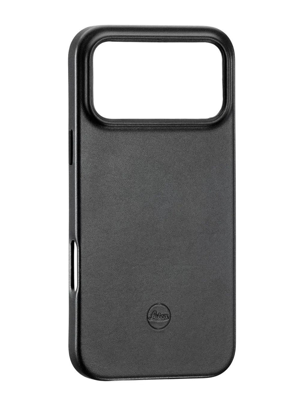 Leicaロゴ入り黒いスマートフォンケース