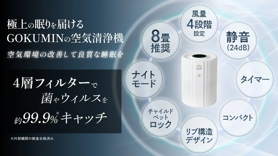 GOKUMIN空気清浄機 NERU BREEZEの製品特徴